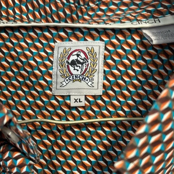 Men's Cinch Brown Patterned Shirt - Picture 2 of 3